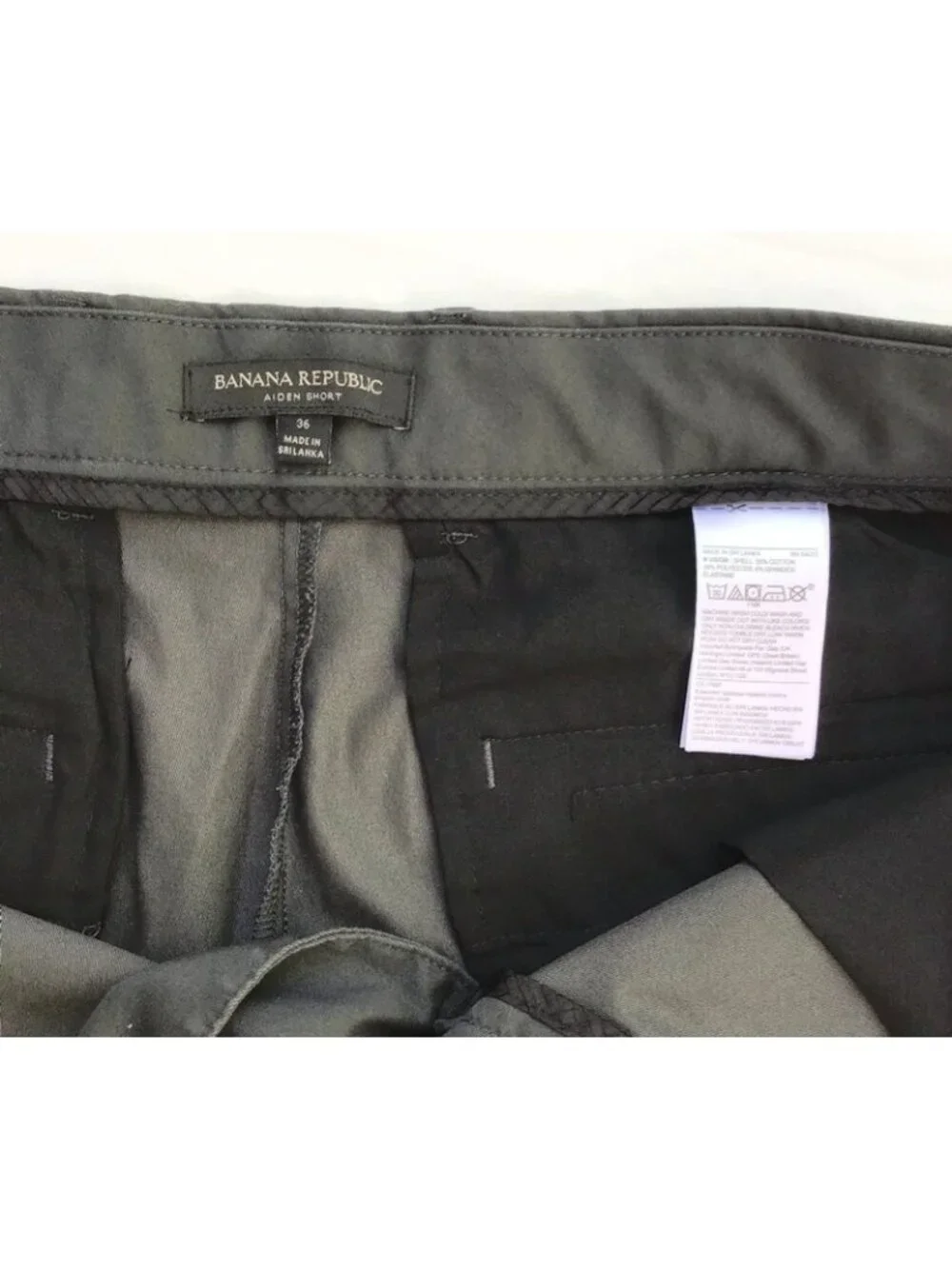 Banana Republic Aiden Shorts Men's 36 Dark Gray Flat Front Chino